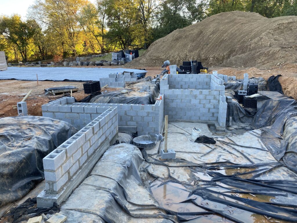 1941 Swim Pond in progress masonry walls